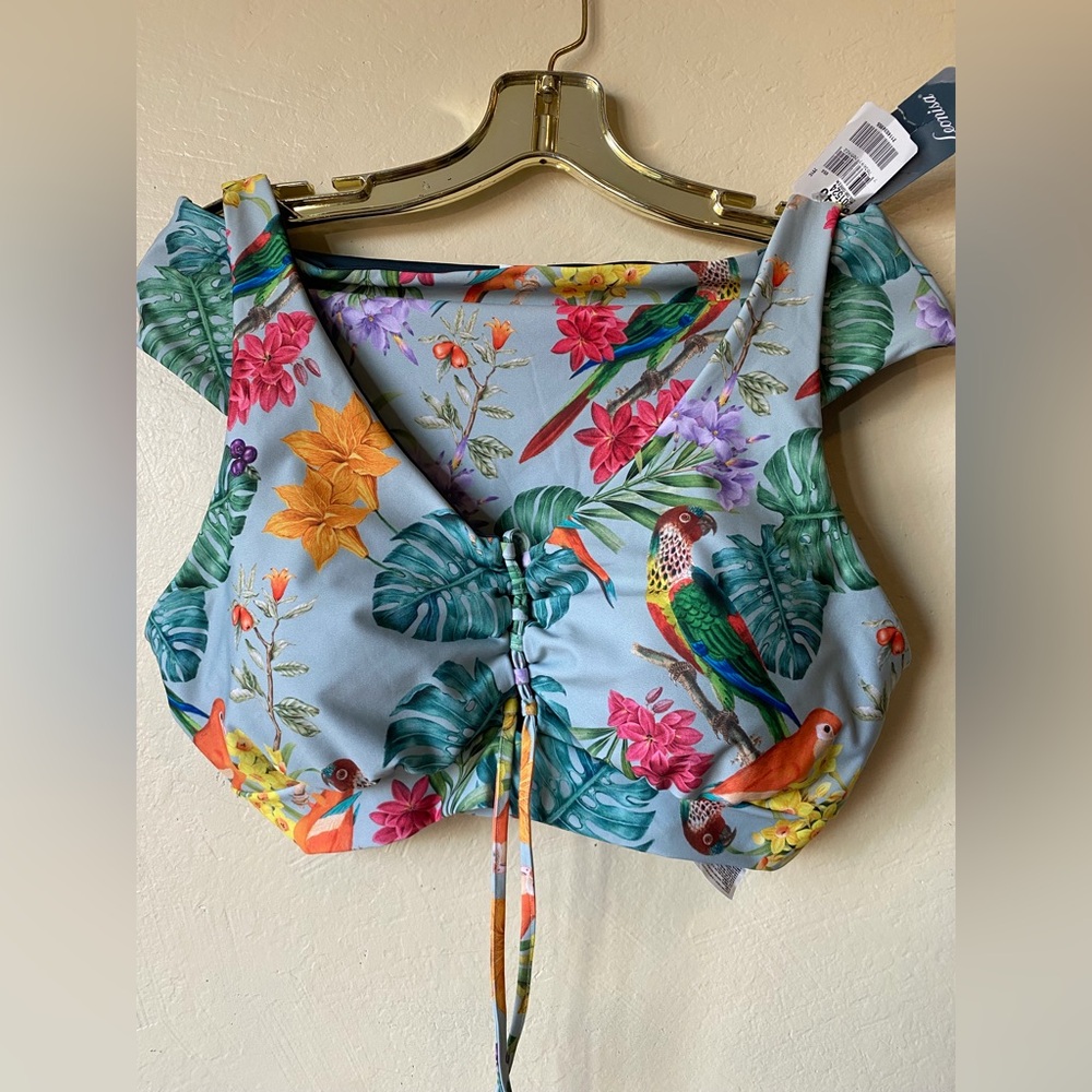 Leonisa 2 piece bathing suit US XL nwt tropical floral vacation bikini